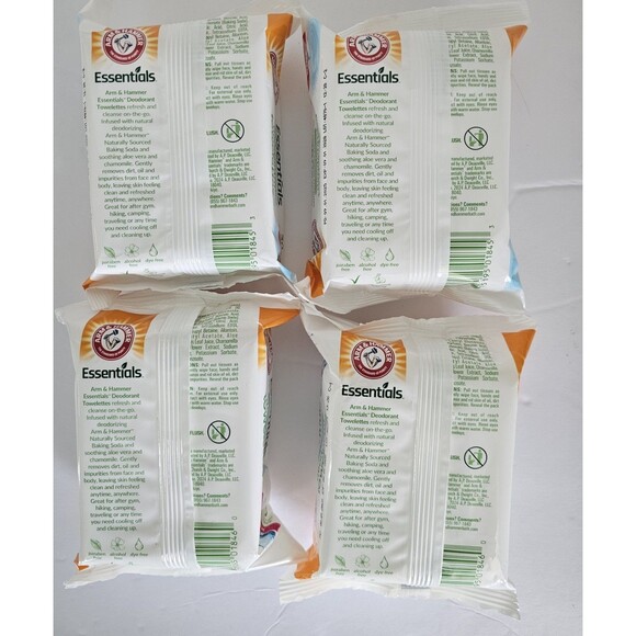 Arm & Hammer Deodorant Towelettes (4 packs ) 30 Ct Each Pack - Picture 2 of 2